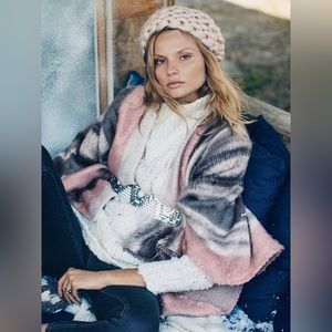 Free People Off Road Striped Ruana Poncho